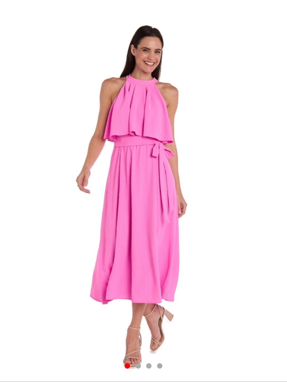 R&M Richards Pink Cold Shoulder Maxi Dress Size 20W Plus Size Belted Overlay NWT